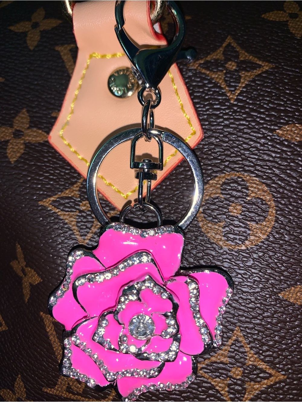 crystal rose purse/bag charm keychain